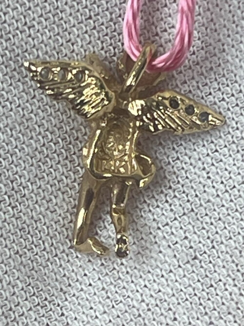 vtg made in Italy 2 gram 14k gold/6Diamond guardian angel pendant sparkly - Picture 13 of 16